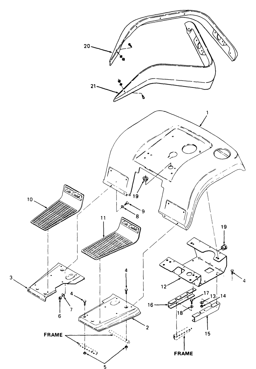Fenders And Footrest Diagram and Parts List for 2284 864501-899000-145734100-146734100-14A734100 Cub Cadet Lawn Tractor